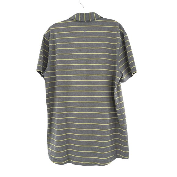 Lululemon Mens Gray & Yellow Striped Polo Shirt Men's Medium - Picture 2 of 5